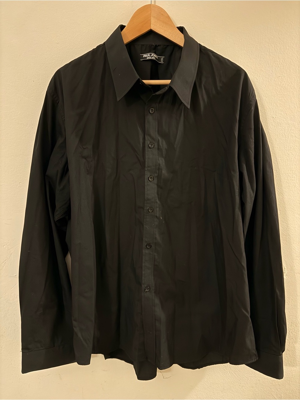 Paul Jones Black Long-Sleeve Men's Dress Shirt